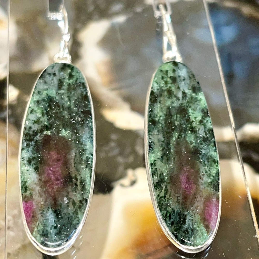 Ruby Zoisite Earrings 2 1/4”